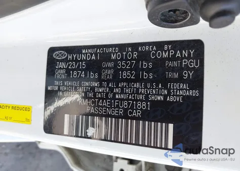 2015 Hyundai Accent Gls из США, поврежденный, VIN KMHCT4AE1FU871881